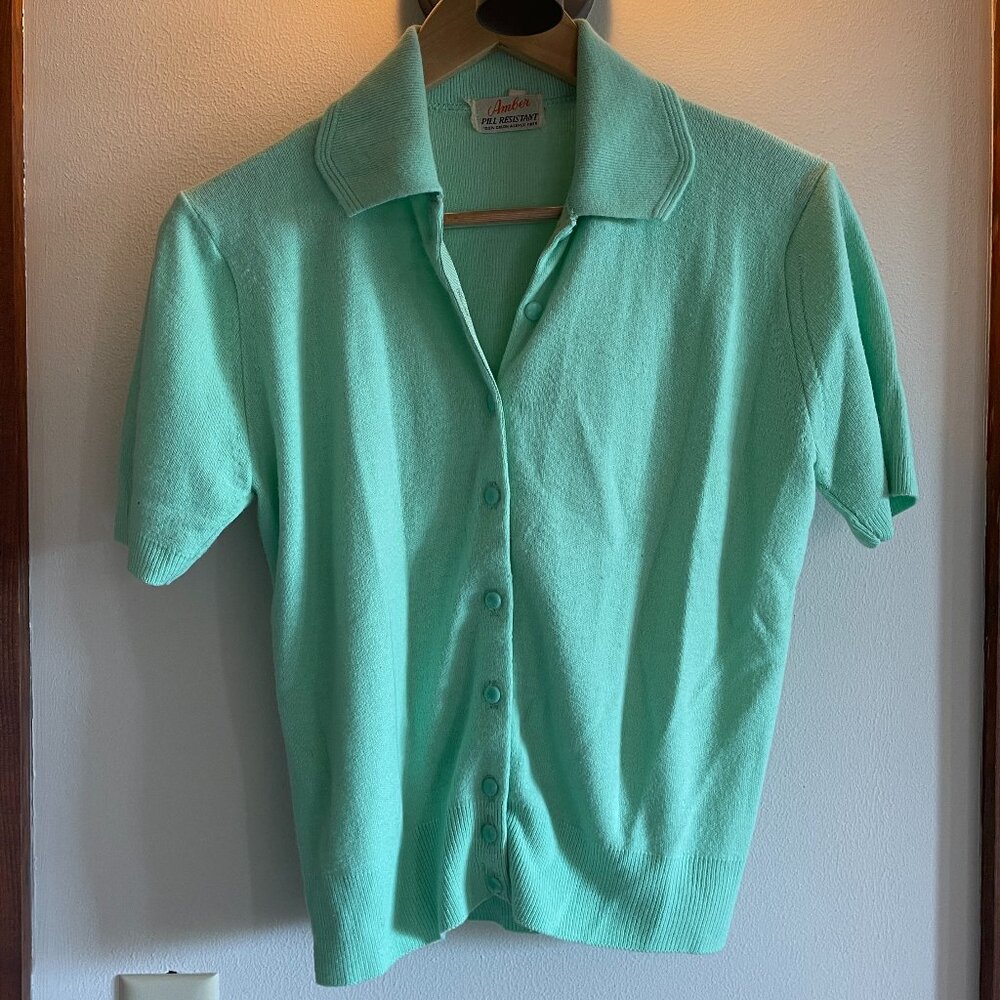 Vintage Amber knit button down short sleeve